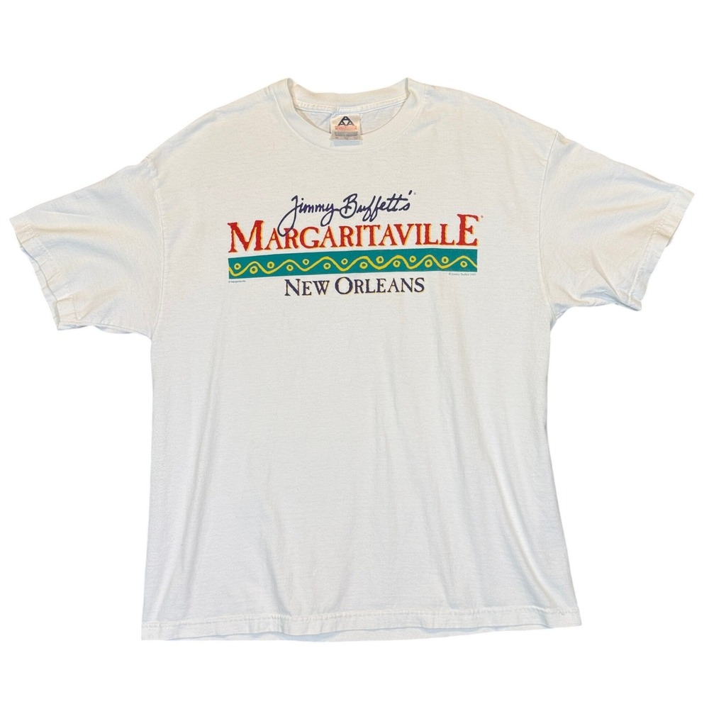 Jimmy Buffett Margaritaville T-Shirt Mens New Orleans XL White Cotton Vintage 95